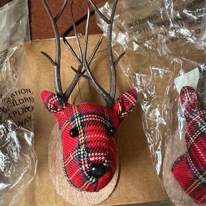 Festive Plaid Reindeer Tree Ornaments-4